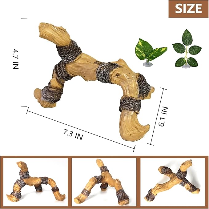 Tfwadmx Snake Climbing Branch, Reptile Climbing Decor Resin Reptile Climbing Wood Branches, Gecko Tank Branches Decor for Lizards, Tarantulas, Hermit Crab, Frogs