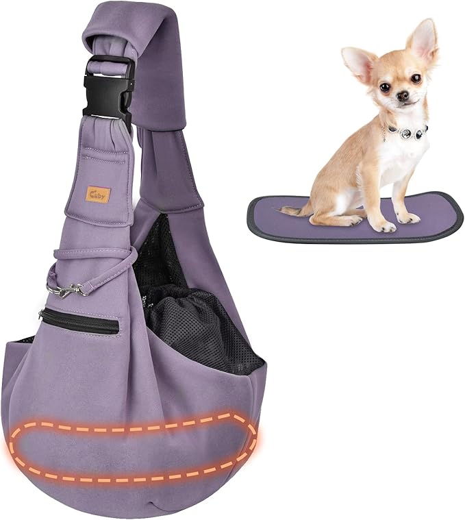 CUBY Dog and Cat Sling Carrier - Hands Free Adjustable Small Pet Sling - Soft Pouch and Tote Design - Suitable for Puppy, Small Dogs Cats Outdoor