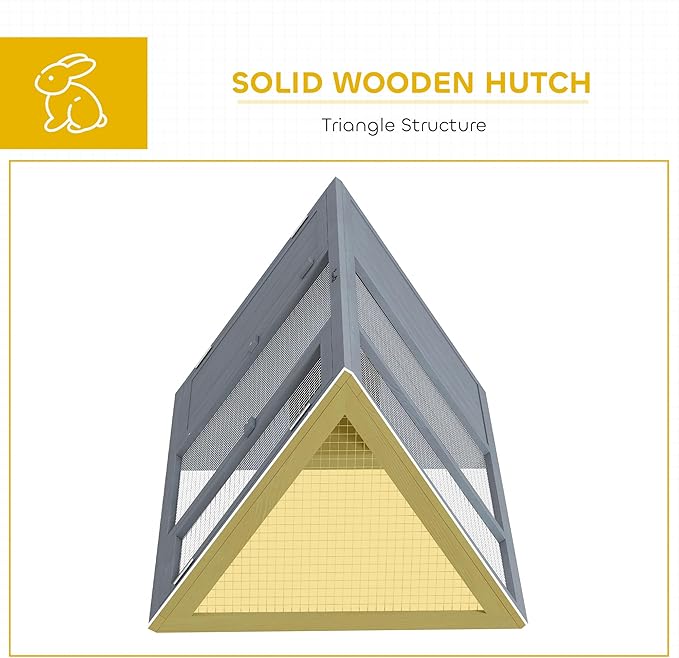 PawHut Rabbit Hutch Outdoor, Wooden Chicken Coop with Run, Outdoor Small Animal Cage for Rabbit, Small Duck and Chicken, for Garden, Backyard, Farms, 45" x 20.5" x 18", Grey