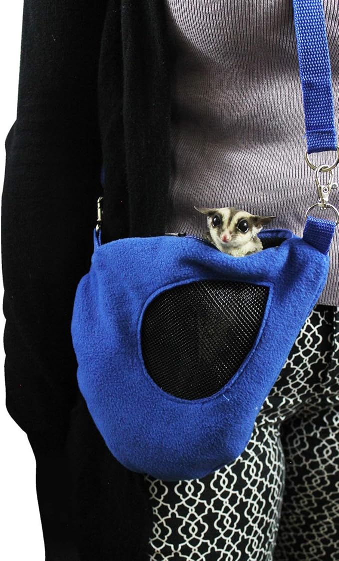 Exotic Nutrition Teardrop Carry Pouch (Black) - Small Animal Fleece Bonding Pouch - for Sugar Gliders, Hamsters, Gerbils, Mice, Degus, Squirrels & Other Small Pets