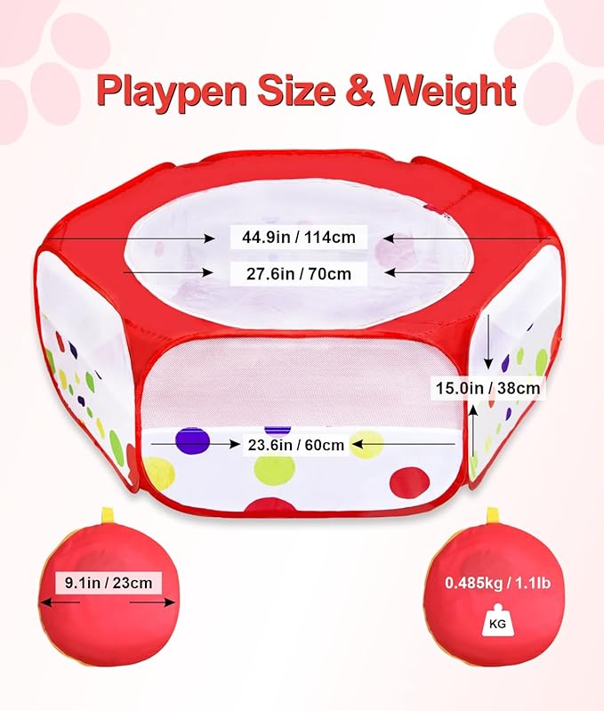 Small Animal Playpen with Cover, Portable Pop Up Pet Enclosure for Rabbits, Guinea Pigs, Hamsters, Chinchillas, Ferrets & Kittens, Indoor Outdoor Waterproof Play Pen, Cage Tent & Chick Brooder Box