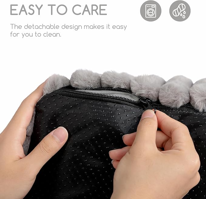 Hollypet Fluffy Dog Cat Bed Pet Couch Beds Plush Soft Warming Washable Puppy Bed for Small Medium Dogs and Large Cats, Dark Gray, 24" L x 18" W x 10" Th