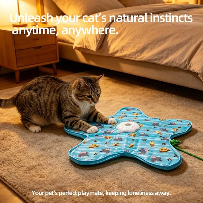 Interactive Cat Toy for Indoor Cats - Rechargeable Automatic Feather Wand with Motion Sensor, 3 Play Modes, Squeaky Mouse Sound, Hide & Seek Exercise Toy for Bored Kittens & Adult Cats (Mouse) - Image 3