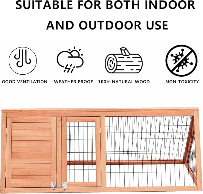 Rabbit Hutch & Chicken Coop Outdoor Small Animal Cage (Brown) (Brown)