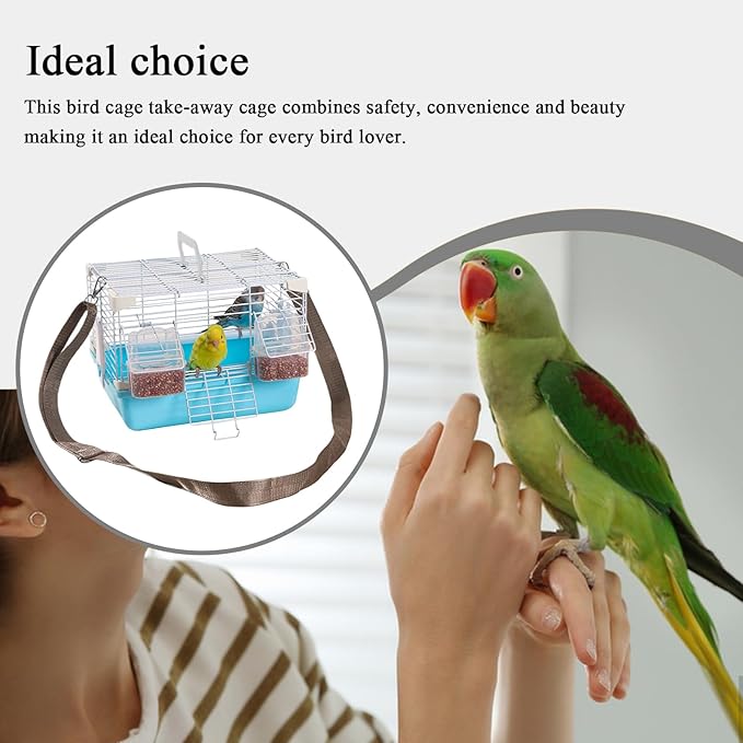 Bird Travel Cage - Portable Heavy-Duty Cages, Comfortable Handle, Small Animal Housing, Durable Pet Carrier | Safe Travel Cage for Cockatiels Budgies Peony Pearl Munias Home Outdoor