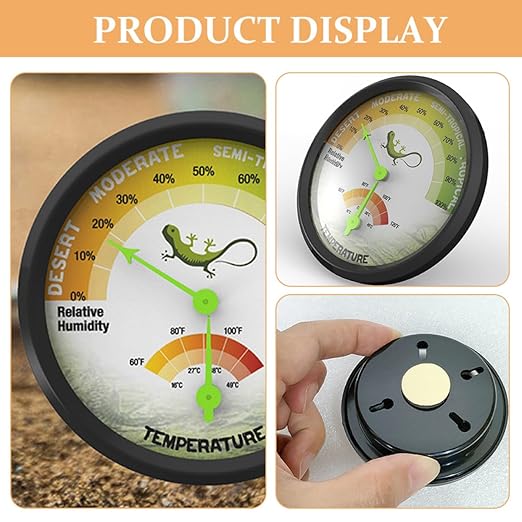 BESPORTBLE High-Precision Dual Hygrothermograph Reptile Tank Thermometer Hygrometer with Back Sticker for Accurate Temperature and Humidity Monitoring in Pet Rearing Boxes and Vivariums