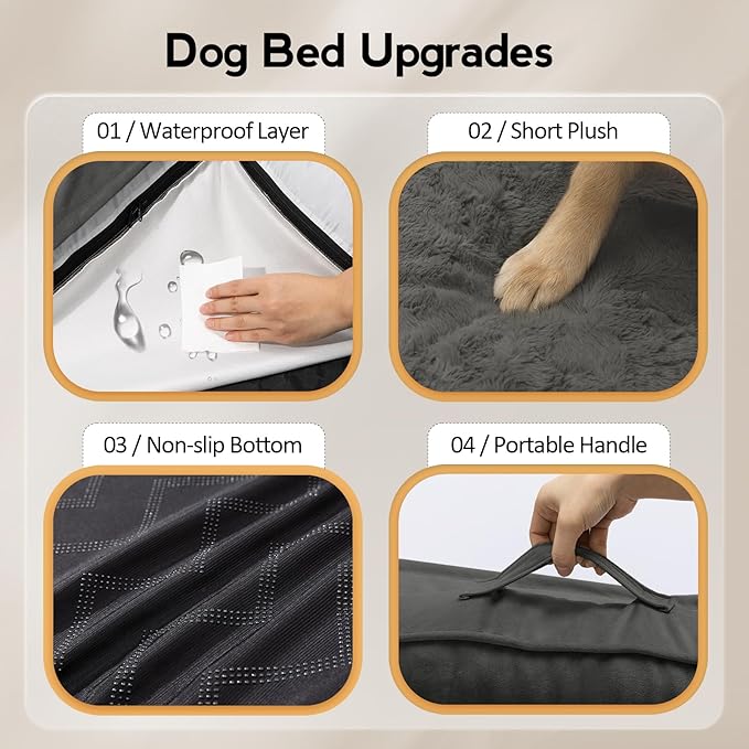 MEKIY Large Orthopedic Dog Bed with Sides XXXL Dog Beds with Removable Washable Cover Non-Slip Waterproof Pet Bed for Extra Large Dogs - Dark Grey XXXL