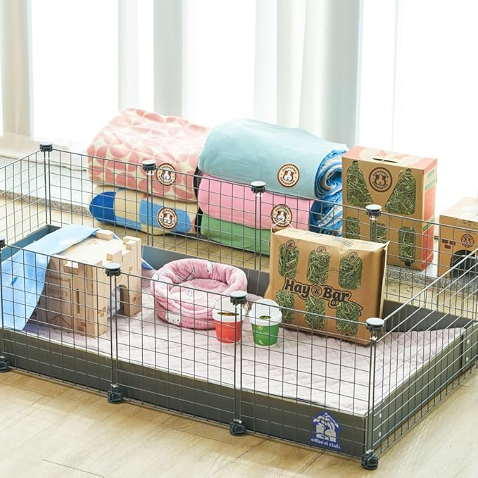 GuineaDad Piggy Condo – Premium C&C Cage with Pillars for Guinea Pigs & Small Animals with Coroplast Base | Acrylic and C&C Grids for Small Pets (C&C Grids, XXL (29" x 87.5" x 28.5"))