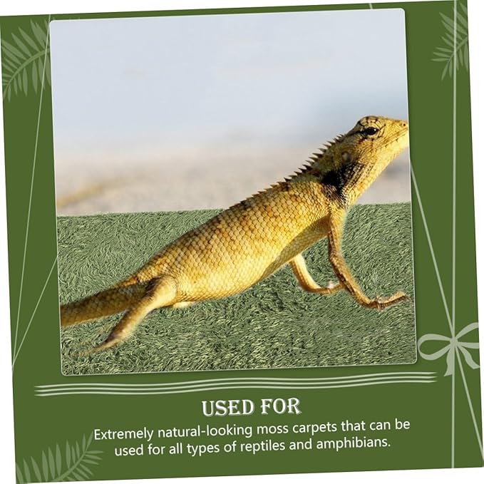 Happyyami Realistic Fake Grass Iguana Cage Decor Turtle Aquarium Reptile Tank Background Heat-Preserving Reptile Supply