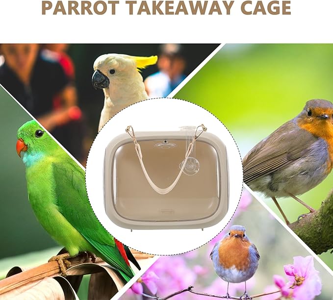 ABOOFAN Portable Bird Travel Carrier Cage for Small Birds Parakeets and Cockatiels, Breathable Lightweight Outdoor Carrying Bag with Food Container and Perch, for Travel and Vet Visits