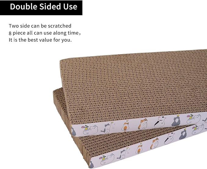 8 Packs cat Scratch pad Toys Reversible cat Scratching Post Cardboard cat scratchers for Indoor Cats Sleep Play and Grind Claws - Image 3
