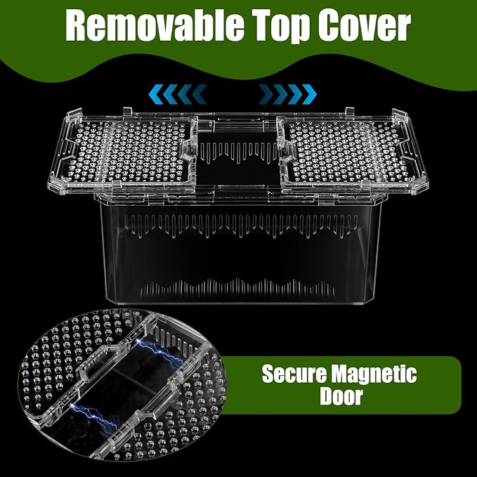 2 Pack Reptile Terrarium Tank, High-Transparency PET Enclosure with Magnetic Door - No Assembly Breathable Habitat for Tarantula, Spider, Hermit Crab, Cricket, Gecko (7.5"x5"x3.7")