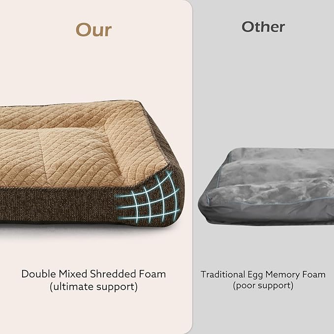 JOEJOY Orthopedic Dog Bed Medium Sized Dogs, Extra Thick Supportive Big Dog Couch Bed with Sides, Ultra Soft Pet Bed Sofa, Brown, 35''x25''