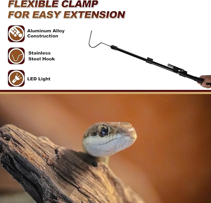 Snake Catcher Hook Stick Tongs Catch Grabber Catching Handling Tool Picker Long Pole Kit for Rattlesnake, Copperhead Snake, Ball Python, Rattle, Cobra, Corn, Rosy Boas and Reptile Removal Trap