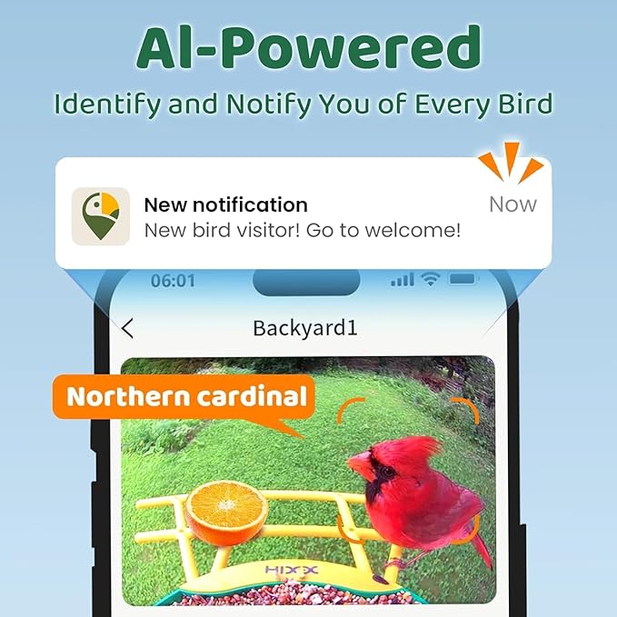 HIXX Smart Bird Feeder with Camera, AI Identify Birds & Auto Capture, 2K HD Live Camera Birdwatching with Color Night Vision for Bird Lovers Gifts Include Magnetic Toy