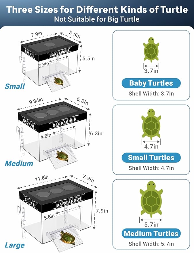 GOZILLA Adjustable Turtle Basking Platform, 7.9x5.5x5.5''Acrylic Turtle Topper & Dock, Hanging Platform Enclosure Warm Room for Turtles, Small Reptiles.(Small)