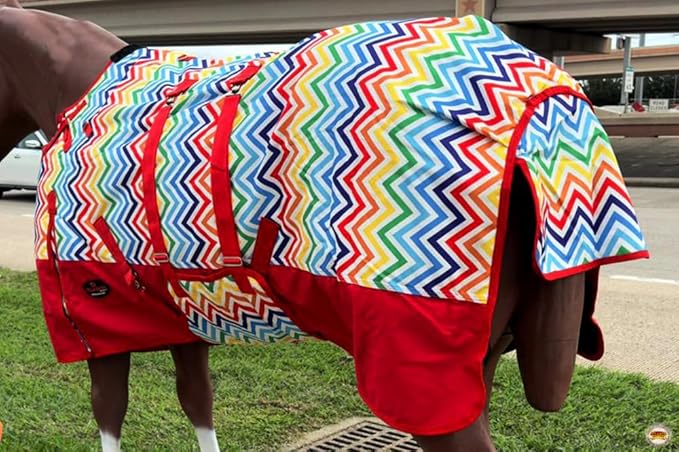 Rainbow Zigzag 72 in HILASON 1200D Winter Waterproof Poly Horse Turnout Blanket Belly Wrap