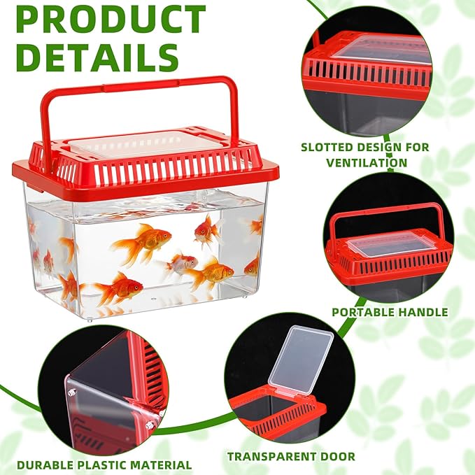 LemonRoad 25 Pcs Plastic Reptile Terrariums Carrier Cage Enclosure Snake Breeding Box Hatching Container Fish Tank with Ventilated Lid for Tarantula Spider Turtle Hermit Crab Lizard (5.1x3.5x3.5 Inch)