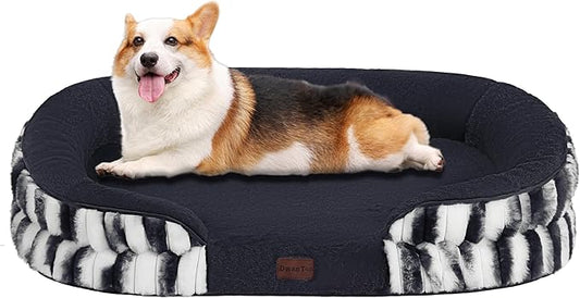 Dwanton Orthopedic Dog Bed for Medium Dogs with Gel Memory Foam, Waterproof Dog Sofa, Washable Pet Bed with Four Sided Bolster Cushion, Removable Cover & Non-Slip Bottom, 36", Tie-dye Gray