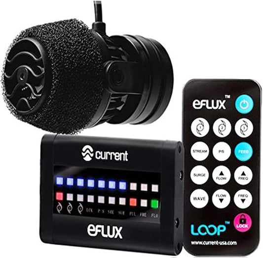 CURRENT USA 660 GPH eFlux Nano Wave Maker Pump Kit (6000) | Magnetic DC Powerhead with LED Display Controller for Saltwater Tank, 132-660 GPH Aquarium Water Circulation Pump 5 to 30 Gallon, Black