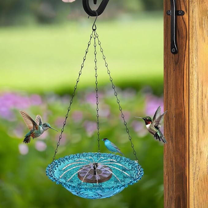 Large Capacity Outdoor Hanging Bird Feeder Water Fountain Attracts Wildlife ABS Construction Garden Decors Outdoor Bird Feeder for Wild Birds and Squirrels