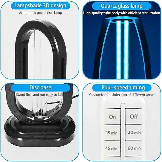 2025 New UV Light - Uv Lamp for Bedbugs, Uv Bed Bugs, UV Lamp with 4- Speed Timing and Remote Control (Black)