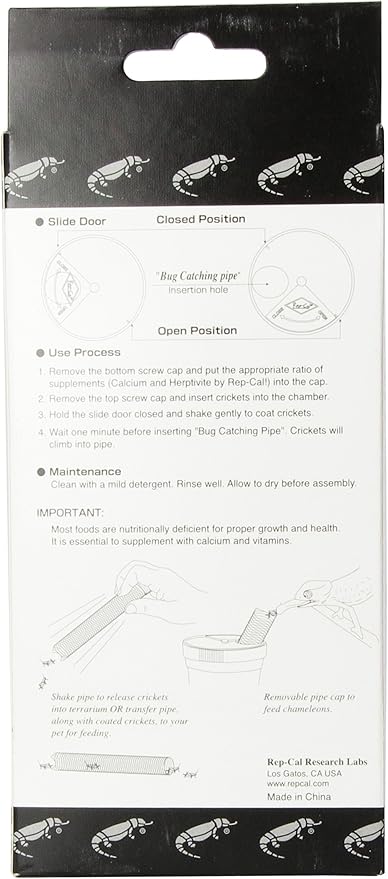 Rep-Cal SRP00500 Cricket Shaker with Bug Catching Pipe Reptile Vitamins and Supplements