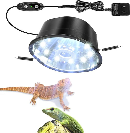 UVB Reptile Light 5.0 & 10.0, UVB Light Bulb Fixture with Dimming, 6W UVA UVB Lamp for Bearded Dragon Gecko Lizard Chameleon Turtle Snake, One Click for Tropical & Desert Reptile