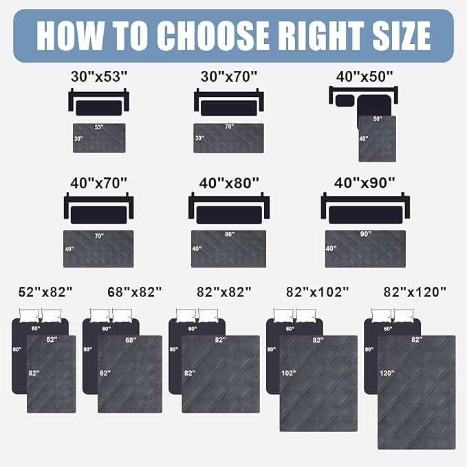 Smiry Waterproof Dog Bed Cover Blanket 30x70, Soft Reversible Pet Blanket, Washable Leakproof Cats Dogs Couch Cover for Sofa, Couch, Furniture, Dark Grey/Dark Grey