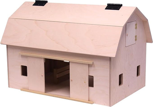 AmishToyBox.com Large Wooden Hip-Roof Barn Toy with Hay Loft, Amish-Made, Solid Wood Construction