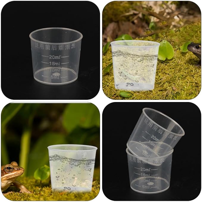 POPETPOP 30pcs Reptile Food Measuring Cups 20ml Reusable Washable Feeding Bowls for Gecko Lizard Terrarium Pet Supplies