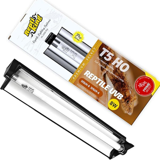 Upgraded T5 UVB Reptile Light, 10.0 UVB 8W German Made Fluorescent Lamp and Fixture Kit, for Desert-Dwelling Reptiles, Bearded Dragon,Tortoise, Snake, Strip Linear UVB Lamp Bulb,12 Inch