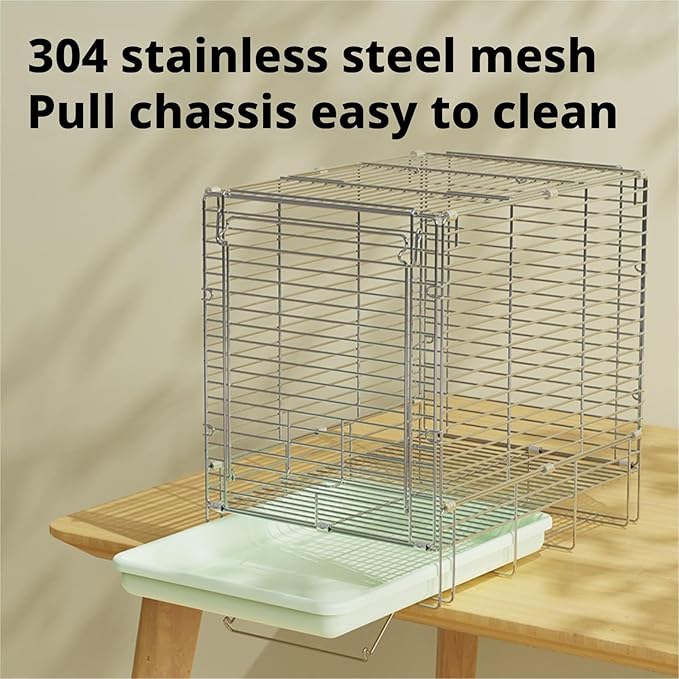 Bird Cage Parrot Cage Bird Carrier Parrot Stainless Steel Folding Hand-held for Conures Lovebird Flight Birdcage(Green)