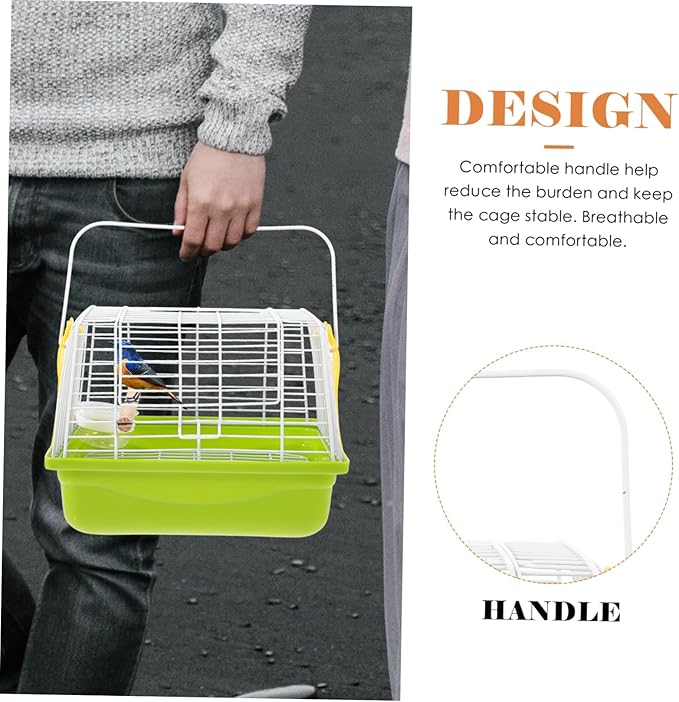 1set Portable Bird Carrier Cage Handle Comfortable Travel Cage for Parrots Cockatiels and Birds for Hiking Outings and Sightseeing Breathable Wire Structure for Air Circulation