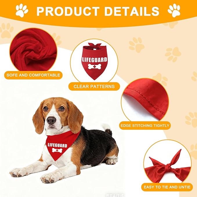 Family Kitchen Funny Cute Lifeguard Pet Dog Cat Bandana Scarf for Puppy Dog Beach Pool Accessories Bandana