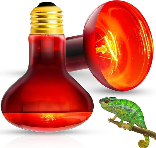 EvaStary 100W Infrared Heat Lamp Bulbs, 2 Pack Reptile Red Heat Lamp Bulb Infrared Basking Spot Light for Reptiles for Bearded Dragon, Turtle, Lizard, Snake, Chickens, Pets