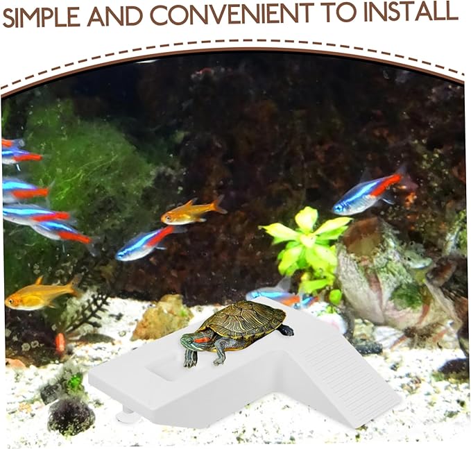 Kisangel Turtle Basking Platform Ramp Medium Aquatic Turtle Terrace for Tank Habitat Accessory Promoting Sunlight Easy Installation