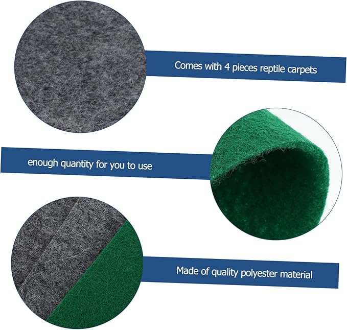 4pcs Reptile Carpet Substrate Mat Absorbent and Non-Abrasive Terrarium Liner for Snakes Lizards and Tortoises Grey Easy to Clean and Cut