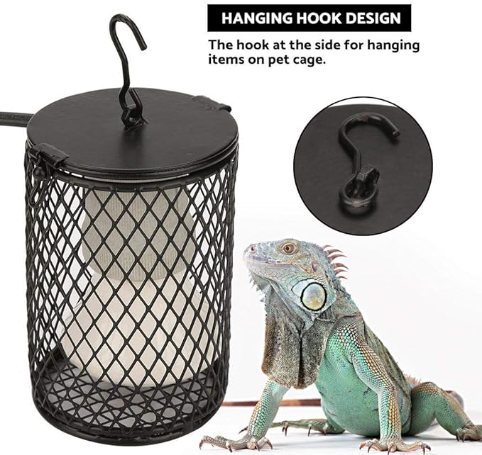 Yosoo 100w Ceramic Heat Preservation Light for Reptile, Fast Heating Heat Lamp with Cage for Turtle, Snakes, Lizards, Frogs, Chicks, Reptile Heat Lamp Cap, Reptile & Amphibian Habitat Lighting