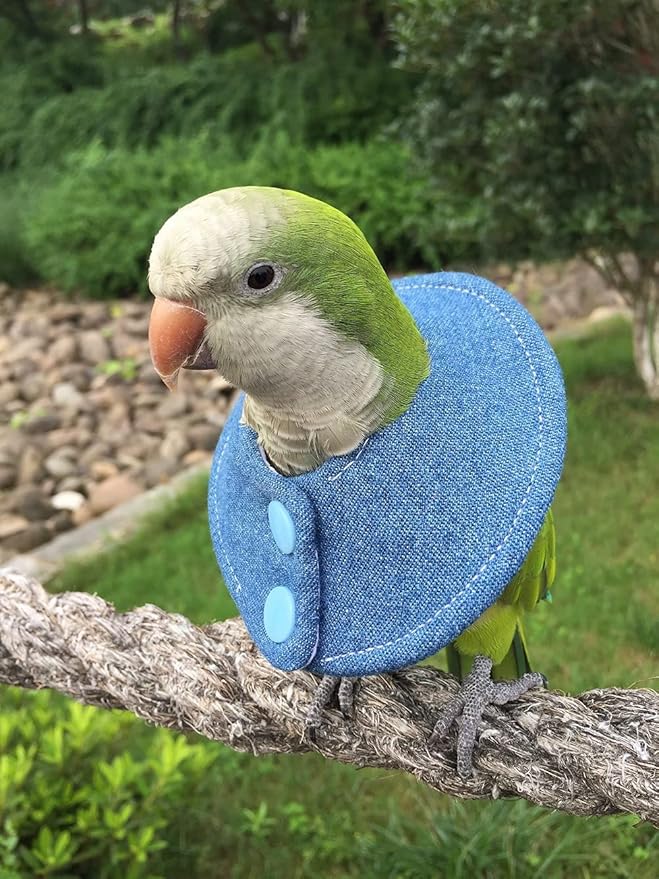 Adjustable Bird Collar - Recovery Collar Parrot Elizabeth Collar for Feather Plucking Feather Protector Shield with Soft Padded Cotton Neck Cone Anti-bite Anti-Licking Wound Healing (2M,Blue)