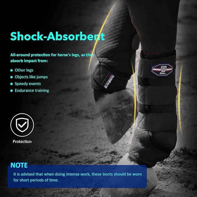 Harrison Howard Horse Sport Medicine Front Shock-Absorbing Boots All-Round Lower Limb Protection & Support Sport Boots Athletic Boots Perfect for Endurance Training and Performance Piano Black M
