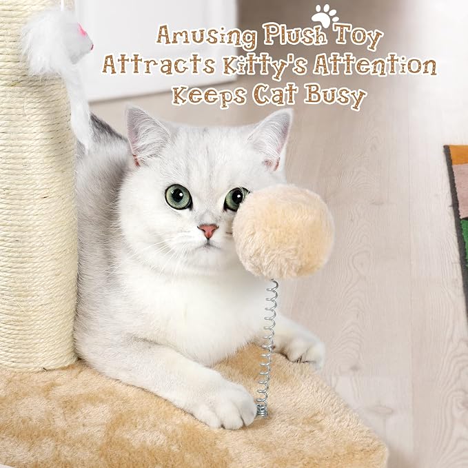 ANWA 32" Tall Sisal Cat Scratching Posts Tree for Indoor Cats Adults, Beige - Image 3