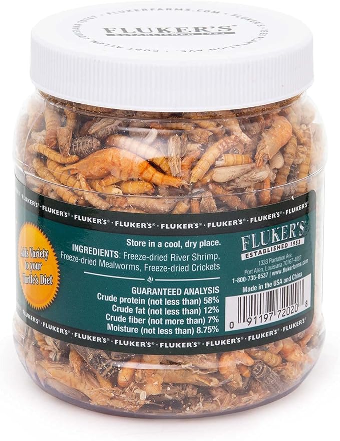 Fluker's Medley Treat for Aquatic Turtles,River Shrimp,Mealworms,and Crickets,1.5 oz,(Pack of 2)