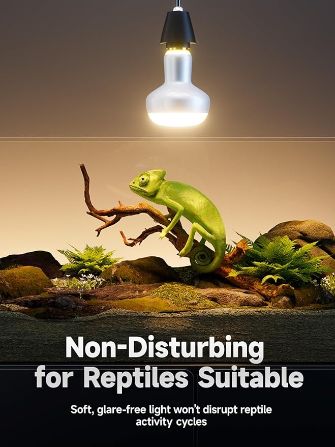 Reptile Heat Lamp,2 Pack 100W Basking Light Bulb with UVA Simulated Sunlight, 3000+ Hours Lifespan, Efficient Heating & Easy Installation for Bearded Dragon, Turtle, Lizard, Snake, Gecko & Chicken