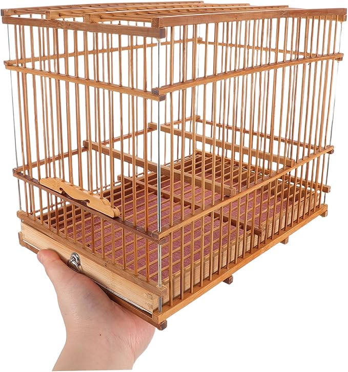 Natural Bamboo Birdcage Stand Small Bird Travel Cage Budgie Cage Parrot Carrier Parakeet Carrier for Cockatiels