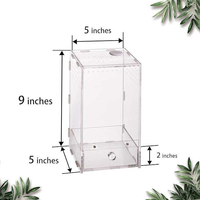 Acrylic Clear Reptile Habitat Enclosure Terrarium with Latch ，Perfect for Amphibians and Invertebrates Such as Spiders, Frogs, etc (Vertical)