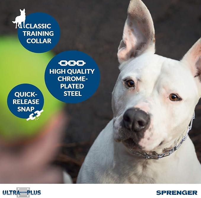 Herm Sprenger Chrome Plated Steel Training Prong Collar with Quick Release Snap for Dogs (23in (58cm) x 3.2mm)