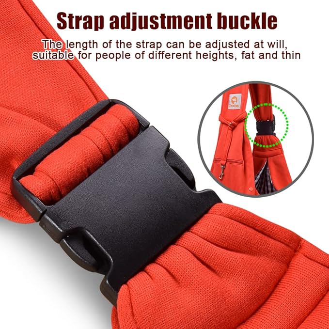 Tomkas Small Dog Sling Carrier - Zipper Pocket & Adjustable Strap & Zip Pocket - for 3-10 lbs Pets (Red)
