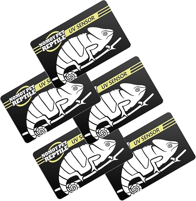 Pawfly 5 Pcs UV Test Card for Reptile Lights, Reusable Reptile Lamp UV Sensor up to 500 Times, UVA UVB Fluorescent Lamp Tester Card, Photochromic UVB Card Indicator, Portable UV Detector