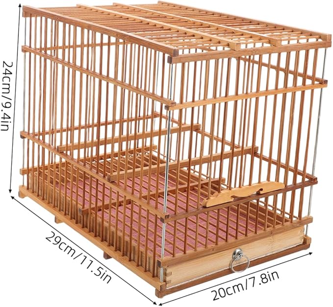 Natural Bamboo Birdcage Stand Small Bird Travel Cage Budgie Cage Parrot Carrier Parakeet Carrier for Cockatiels